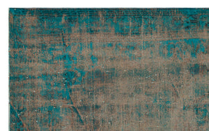 Turquoise  Over Dyed Vintage Rug 5'6'' x 8'9'' ft 168 x 266 cm