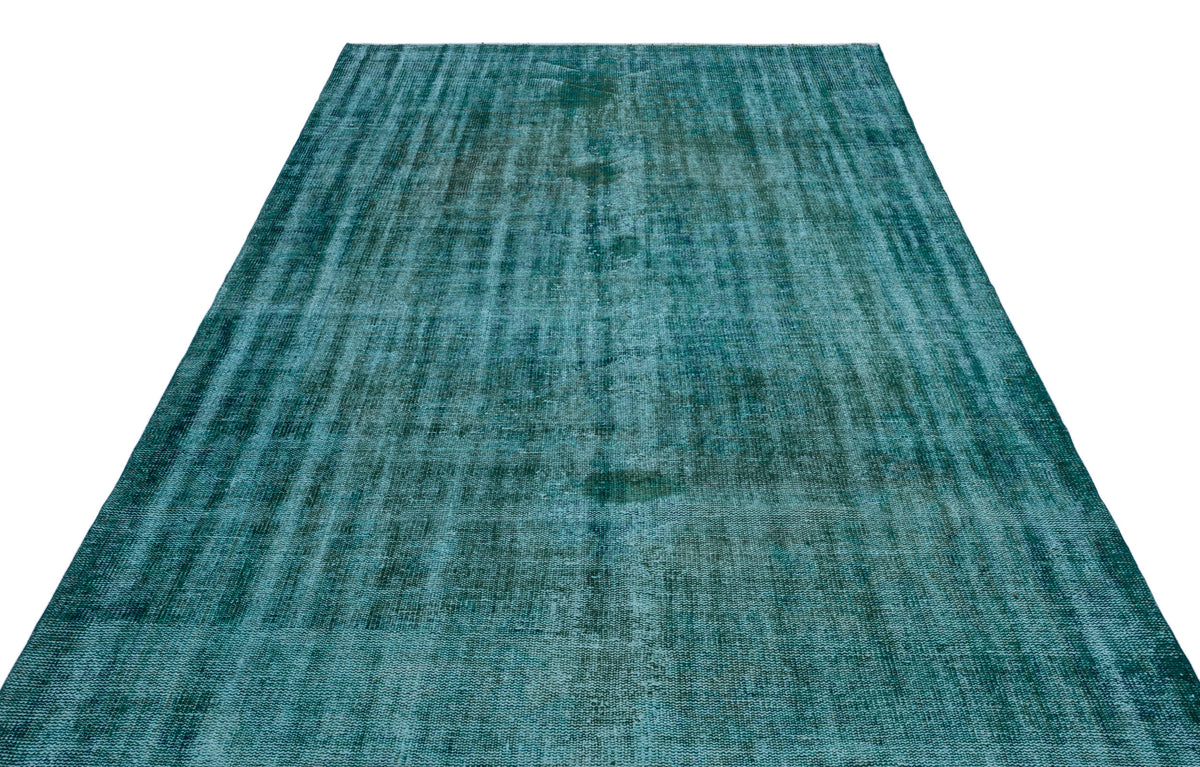 Turquoise  Over Dyed Vintage Rug 6&#39;4&#39;&#39; x 10&#39;6&#39;&#39; ft 192 x 320 cm