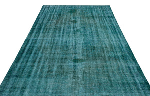 Turquoise  Over Dyed Vintage Rug 6'4'' x 10'6'' ft 192 x 320 cm