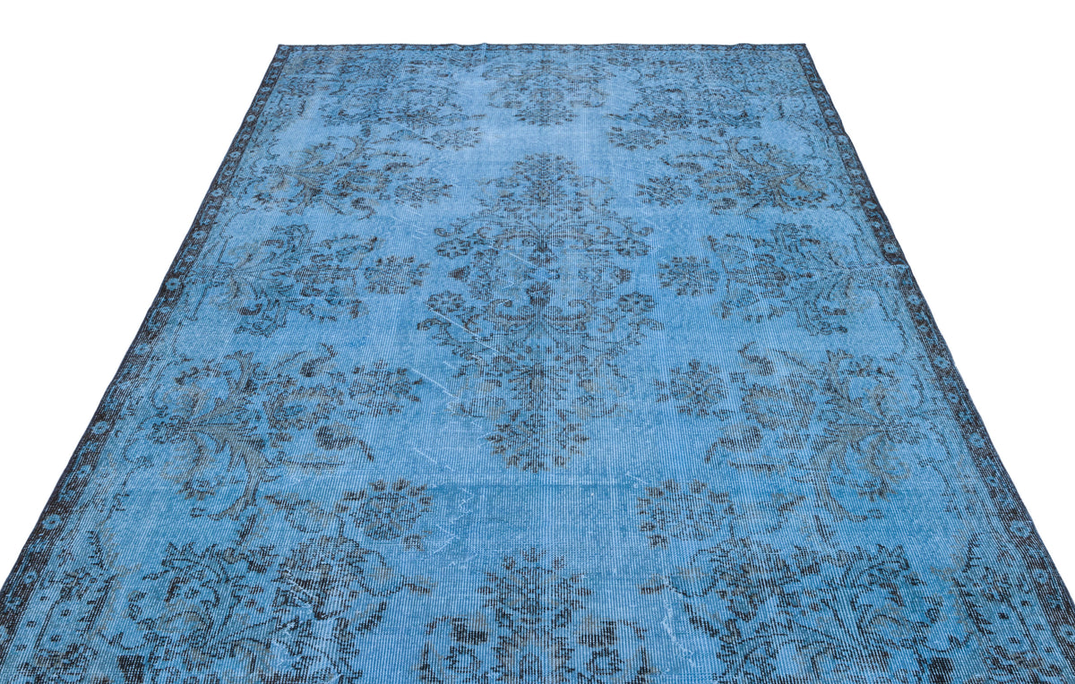 Blue Over Dyed Vintage Rug 5&#39;10&#39;&#39; x 9&#39;7&#39;&#39; ft 177 x 292 cm