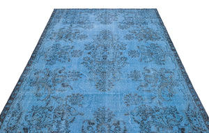 Blue Over Dyed Vintage Rug 5'10'' x 9'7'' ft 177 x 292 cm