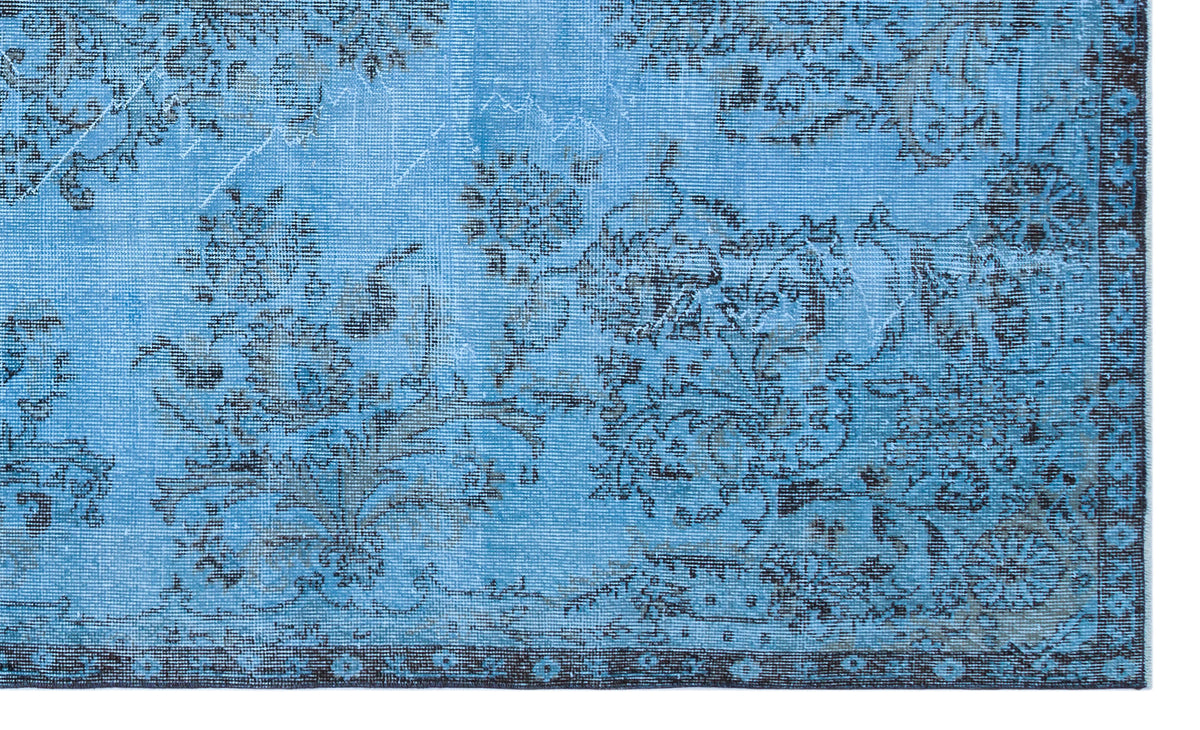 Blue Over Dyed Vintage Rug 5&#39;10&#39;&#39; x 9&#39;7&#39;&#39; ft 177 x 292 cm