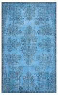 Blue Over Dyed Vintage Rug 5'10'' x 9'7'' ft 177 x 292 cm