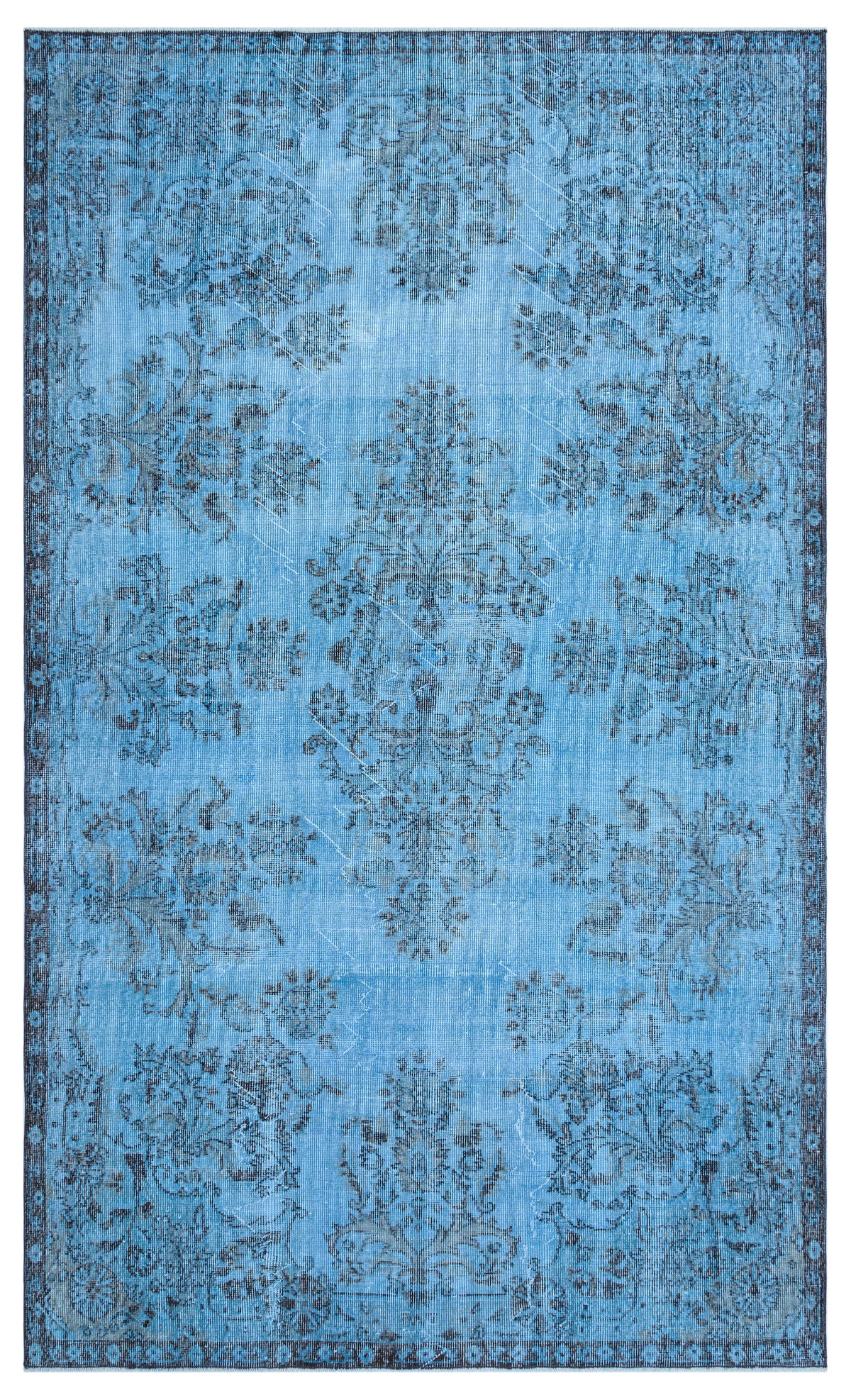 Blue Over Dyed Vintage Rug 5&#39;10&#39;&#39; x 9&#39;7&#39;&#39; ft 177 x 292 cm