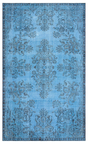 Blue Over Dyed Vintage Rug 5'10'' x 9'7'' ft 177 x 292 cm