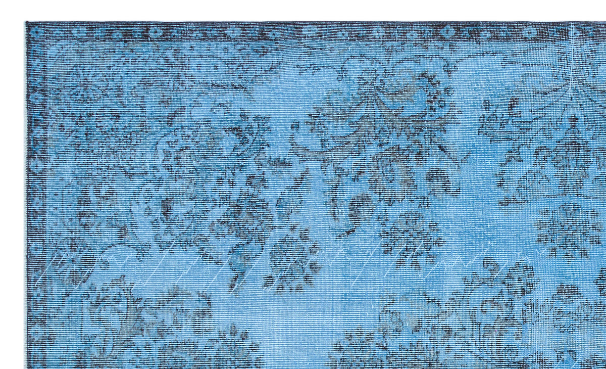Blue Over Dyed Vintage Rug 5&#39;10&#39;&#39; x 9&#39;7&#39;&#39; ft 177 x 292 cm