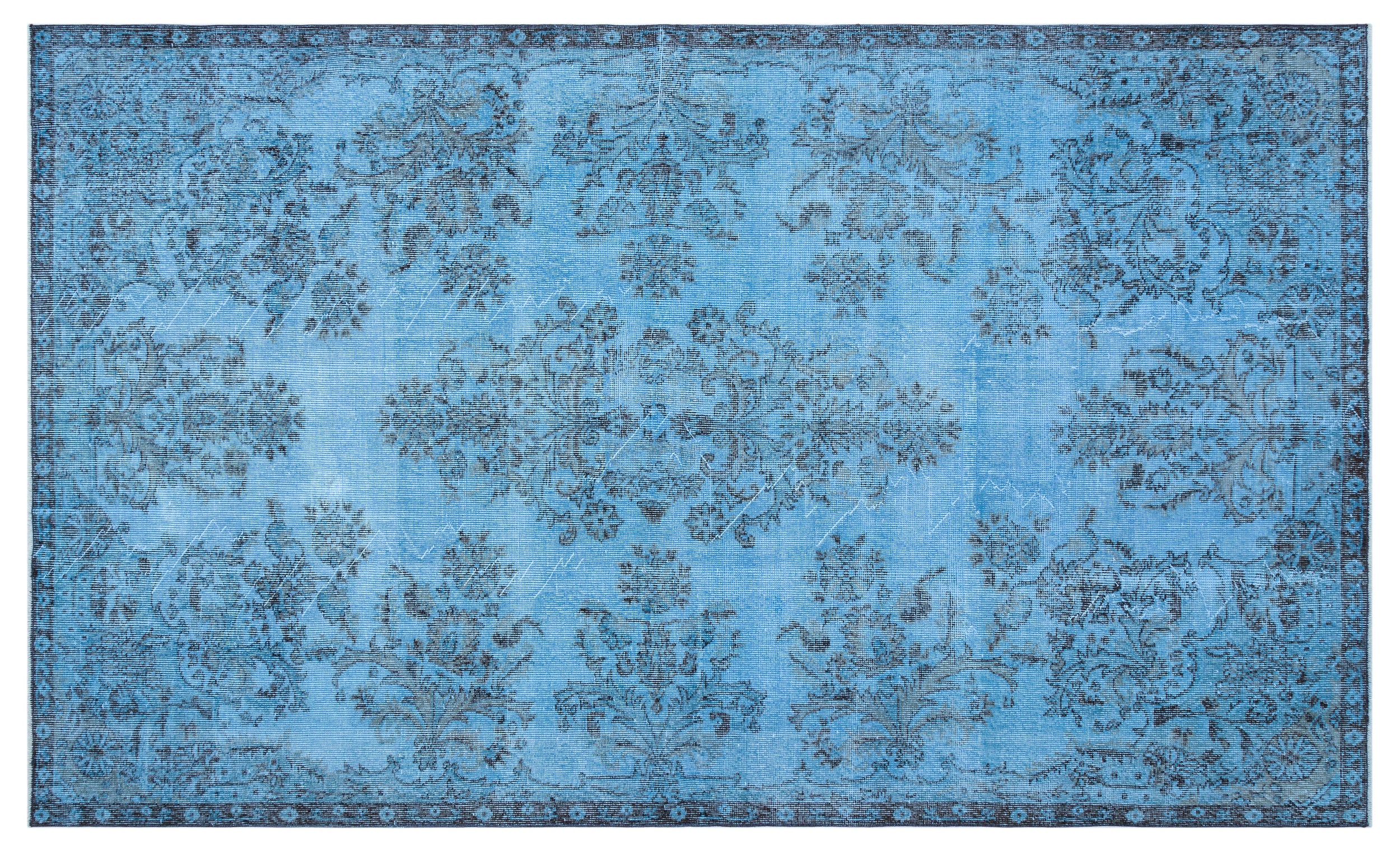 Blue Over Dyed Vintage Rug 5'10'' x 9'7'' ft 177 x 292 cm