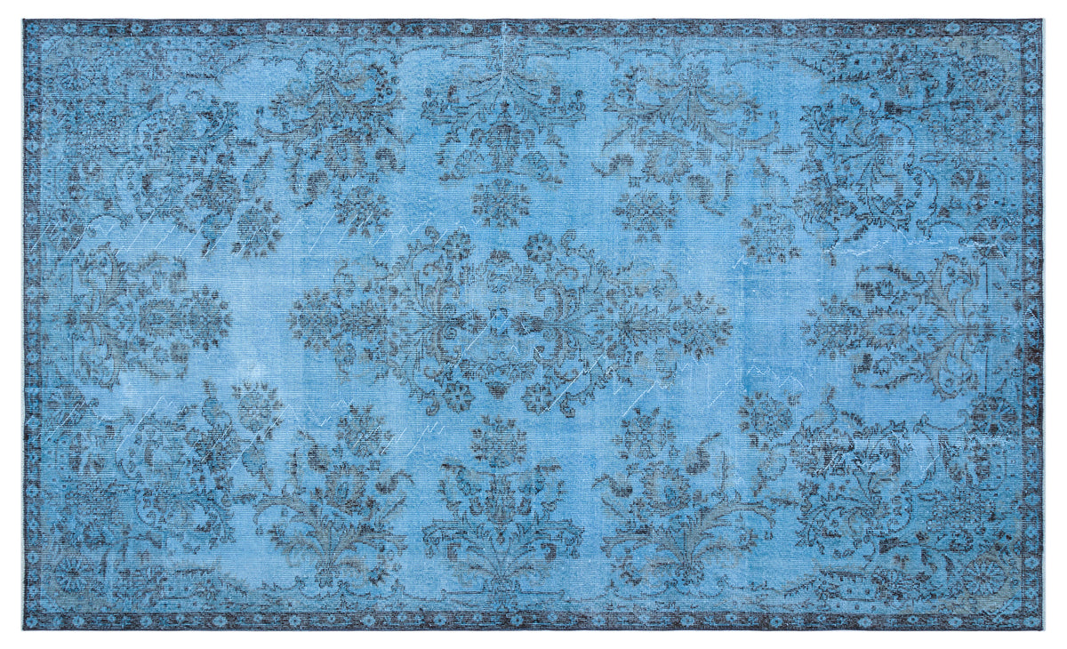 Blue Over Dyed Vintage Rug 5&#39;10&#39;&#39; x 9&#39;7&#39;&#39; ft 177 x 292 cm