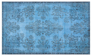 Blue Over Dyed Vintage Rug 5'10'' x 9'7'' ft 177 x 292 cm