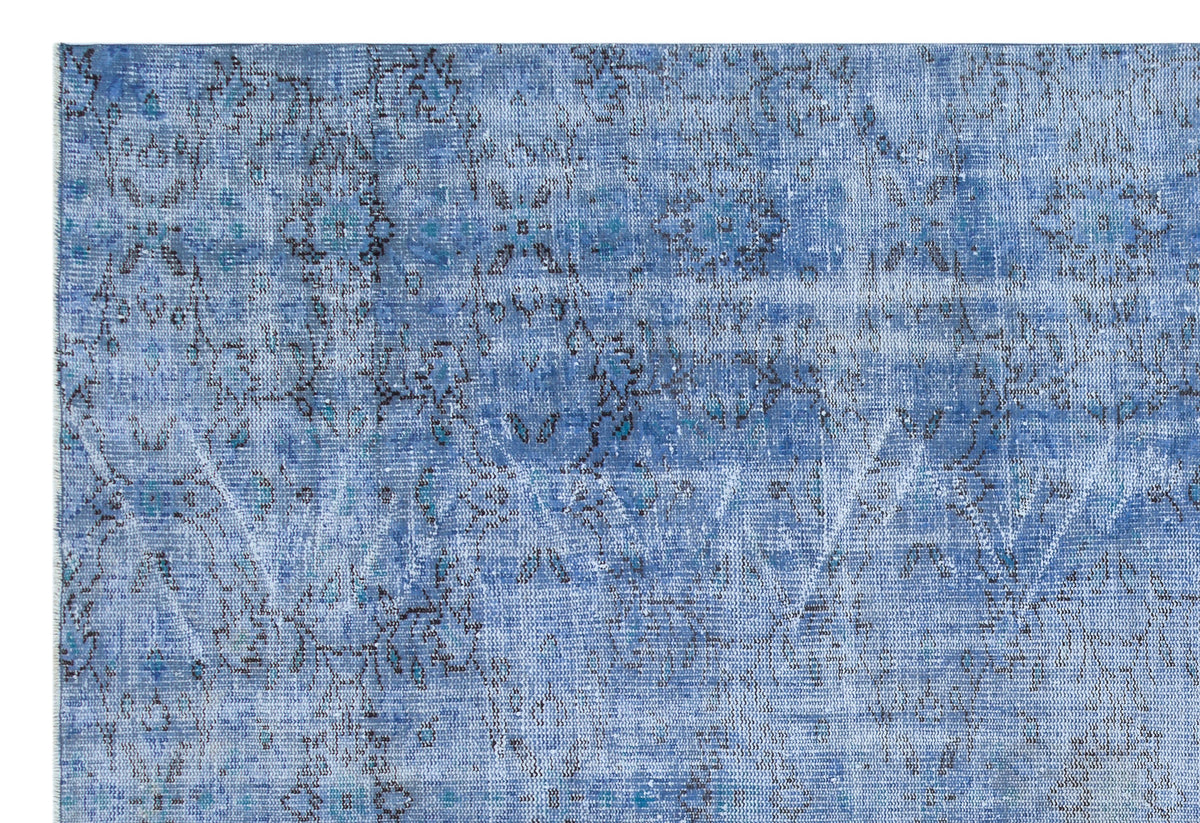 Blue Over Dyed Vintage Rug 7&#39;3&#39;&#39; x 10&#39;4&#39;&#39; ft 221 x 315 cm
