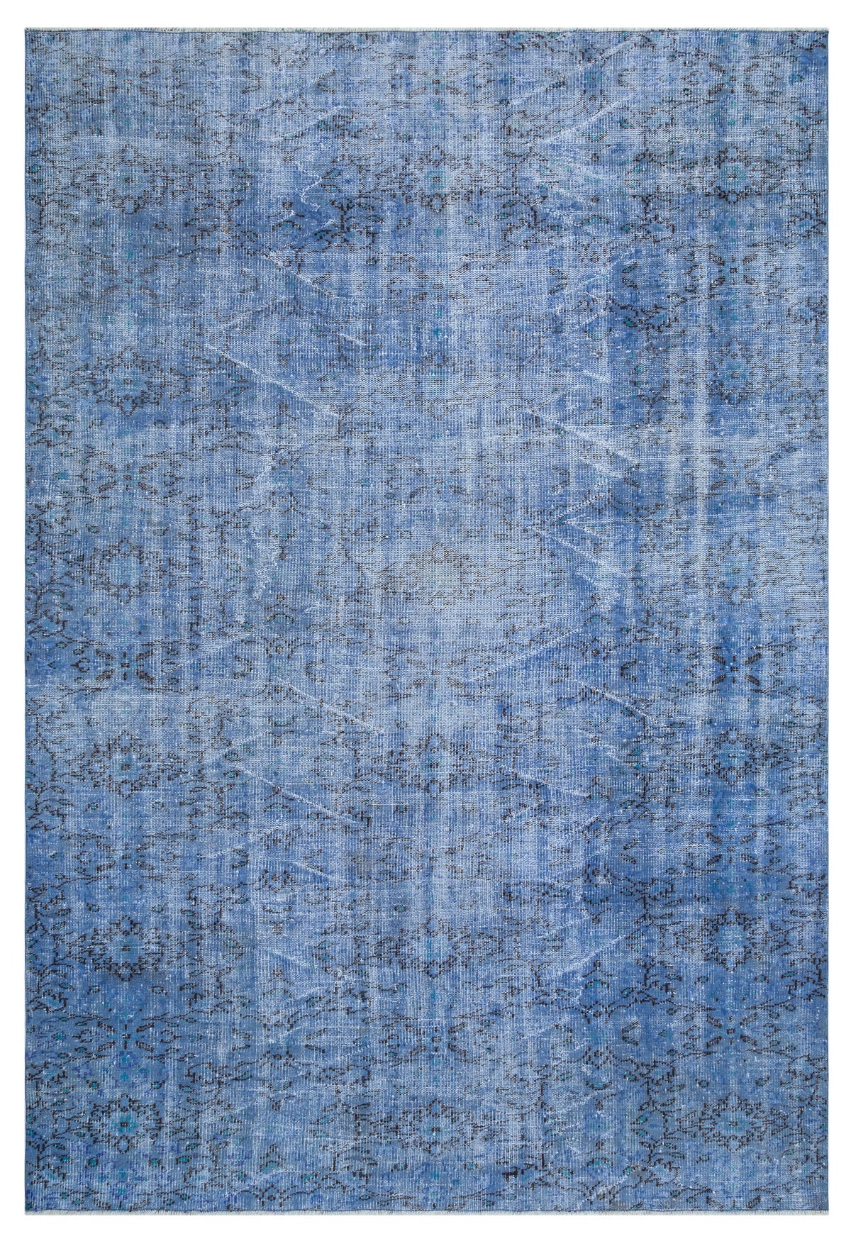 Blue Over Dyed Vintage Rug 7&#39;3&#39;&#39; x 10&#39;4&#39;&#39; ft 221 x 315 cm