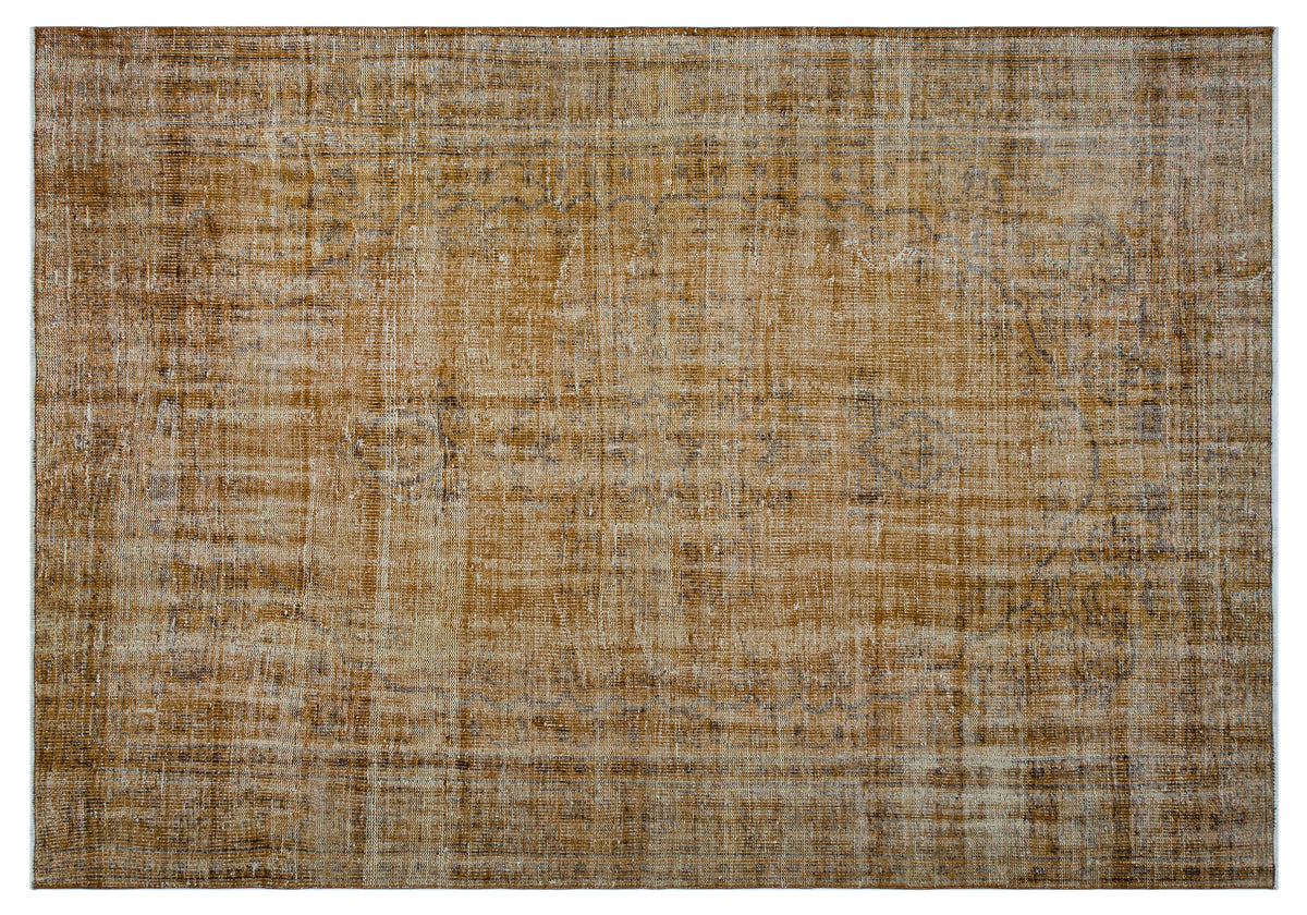 Brown Over Dyed Vintage Rug 6&#39;2&#39;&#39; x 9&#39;0&#39;&#39; ft 187 x 275 cm