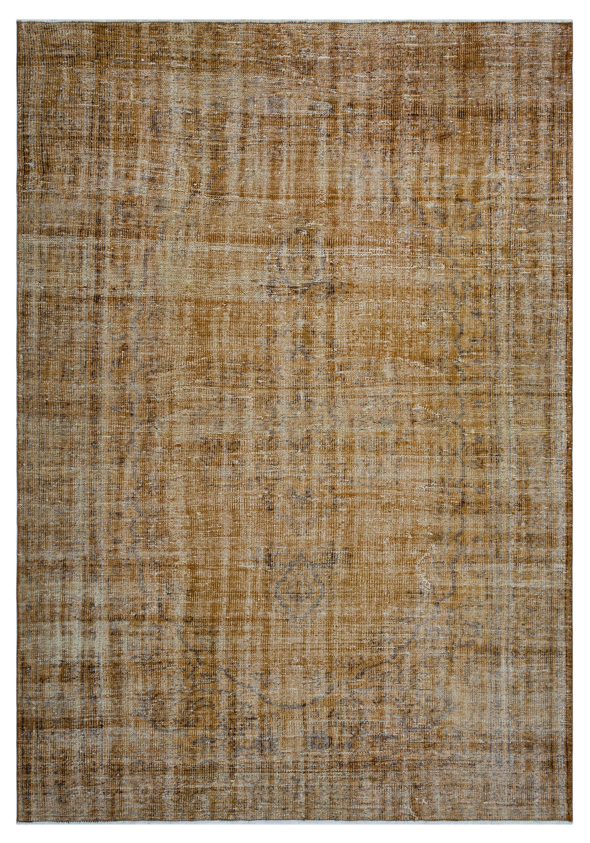 Brown Over Dyed Vintage Rug 6&#39;2&#39;&#39; x 9&#39;0&#39;&#39; ft 187 x 275 cm