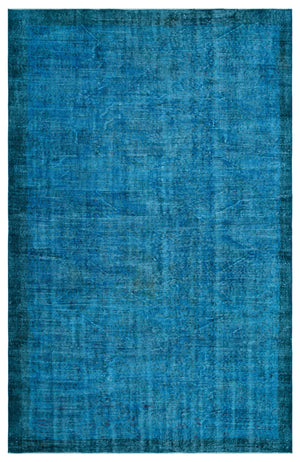 Turquoise  Over Dyed Vintage Rug 5'9'' x 8'9'' ft 175 x 267 cm