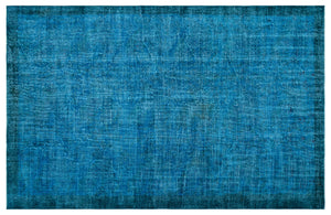Turquoise  Over Dyed Vintage Rug 5'9'' x 8'9'' ft 175 x 267 cm