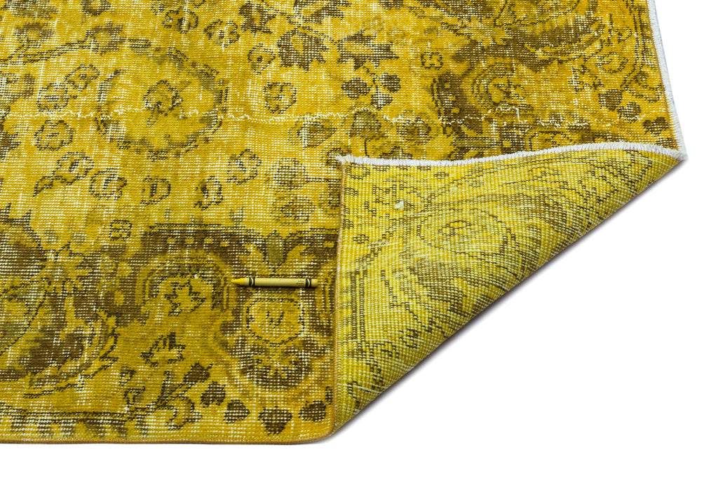 Yellow Over Dyed Vintage Rug 5'1'' x 8'4'' ft 156 x 255 cm