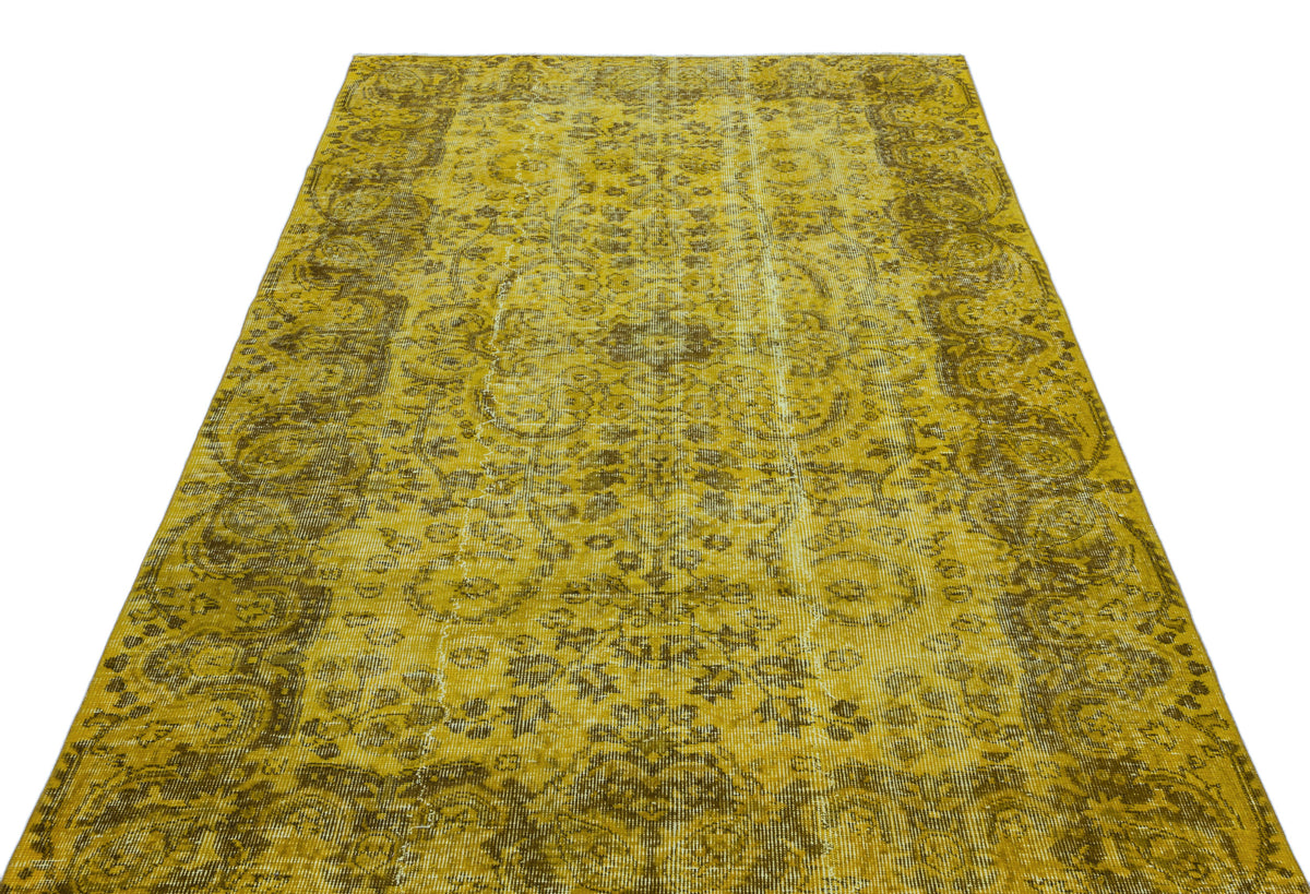 Yellow Over Dyed Vintage Rug 5&#39;1&#39;&#39; x 8&#39;4&#39;&#39; ft 156 x 255 cm