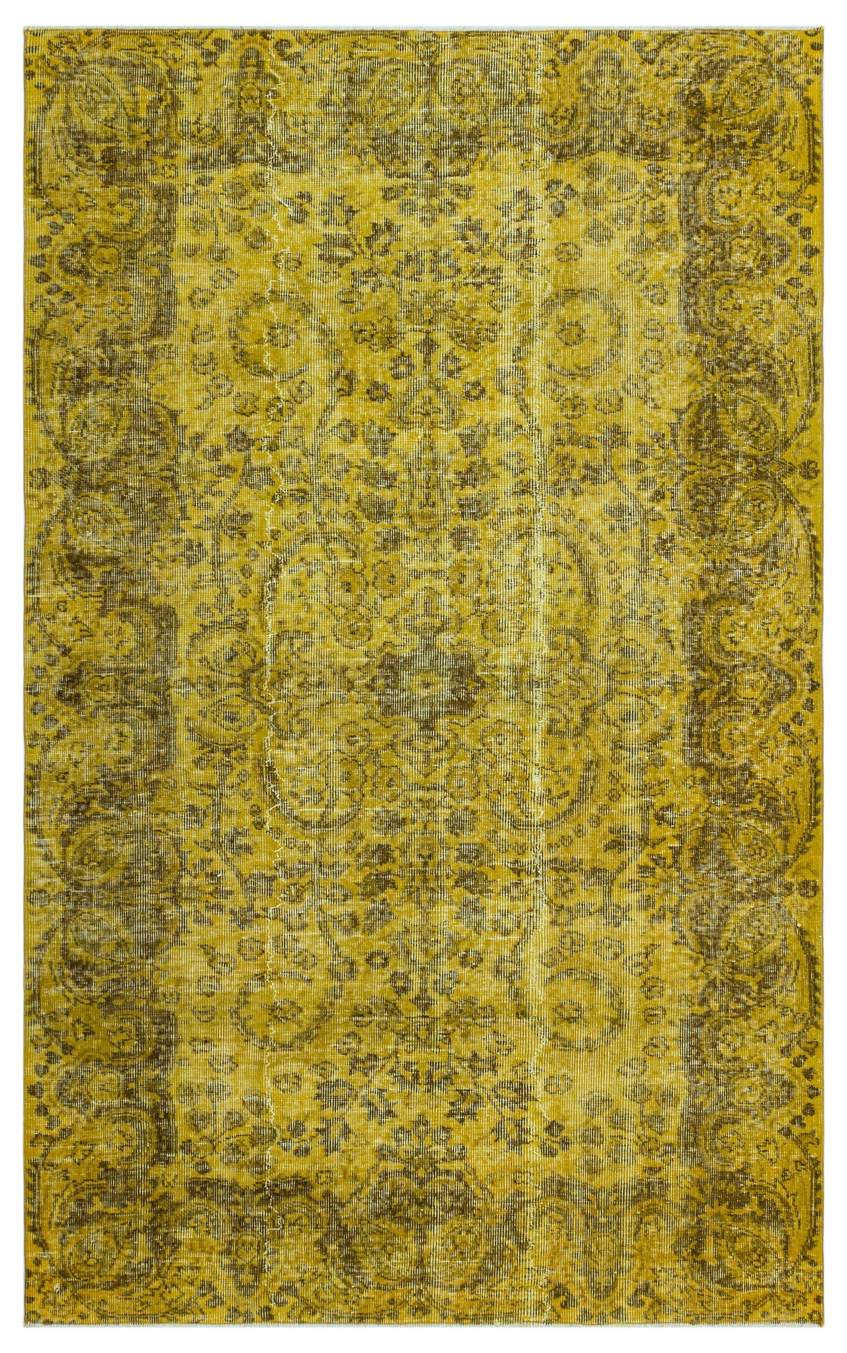 Yellow Over Dyed Vintage Rug 5&#39;1&#39;&#39; x 8&#39;4&#39;&#39; ft 156 x 255 cm