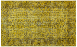 Retro Design Yellow Over Dyed Vintage Rug 5'1'' x 8'4'' ft 156 x 255 cm