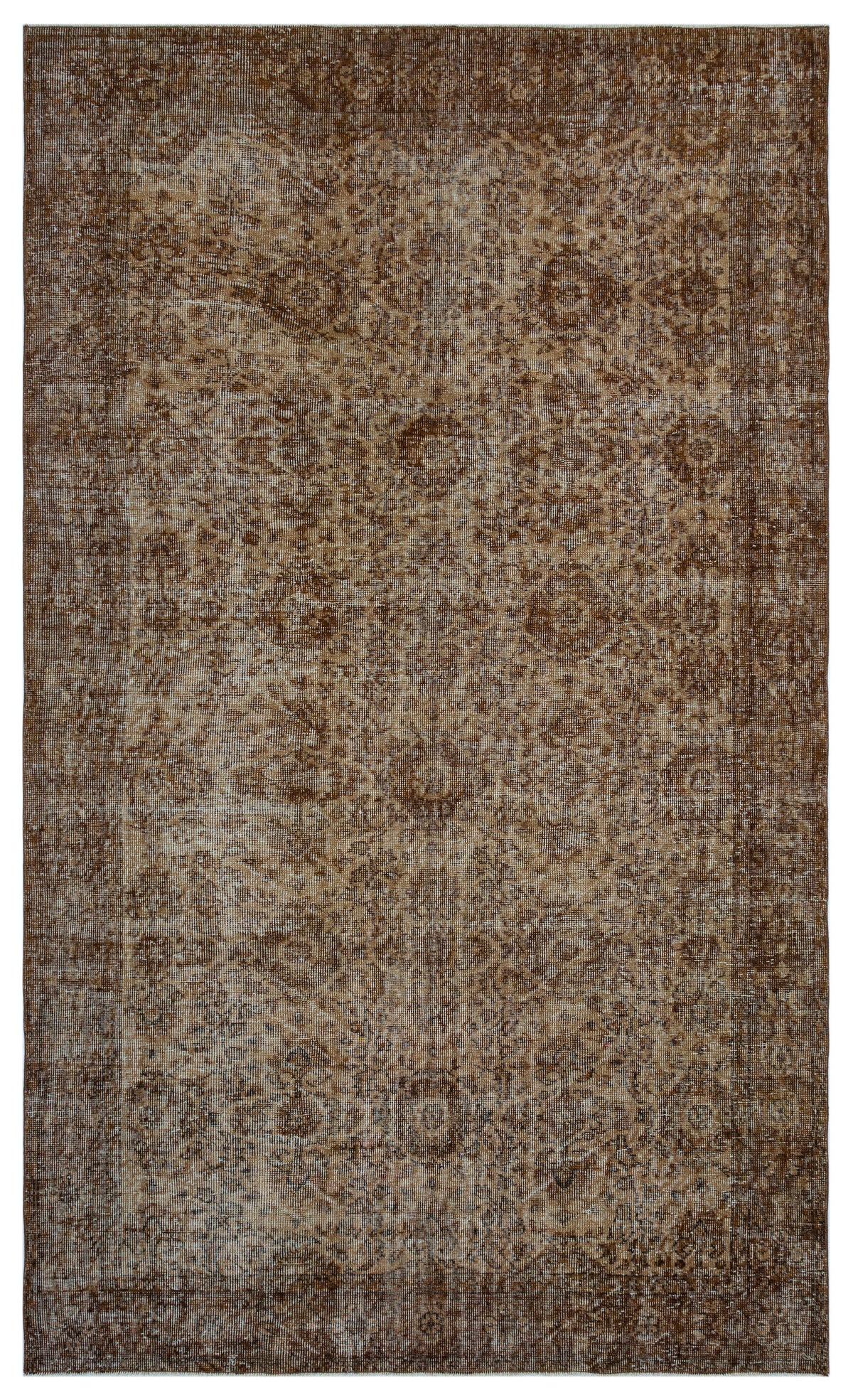 Brown Over Dyed Vintage Rug 5&#39;7&#39;&#39; x 9&#39;3&#39;&#39; ft 170 x 282 cm