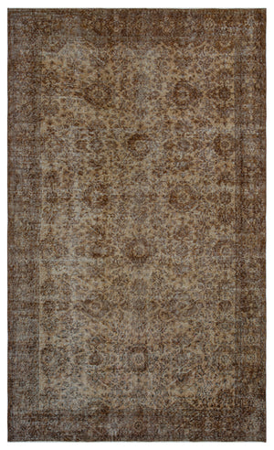Brown Over Dyed Vintage Rug 5'7'' x 9'3'' ft 170 x 282 cm