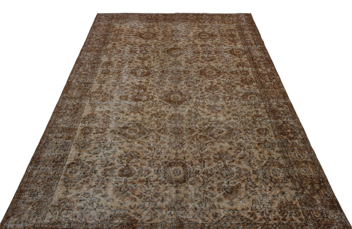 Brown Over Dyed Vintage Rug 5&#39;7&#39;&#39; x 9&#39;3&#39;&#39; ft 170 x 282 cm