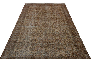 Brown Over Dyed Vintage Rug 5'7'' x 9'3'' ft 170 x 282 cm
