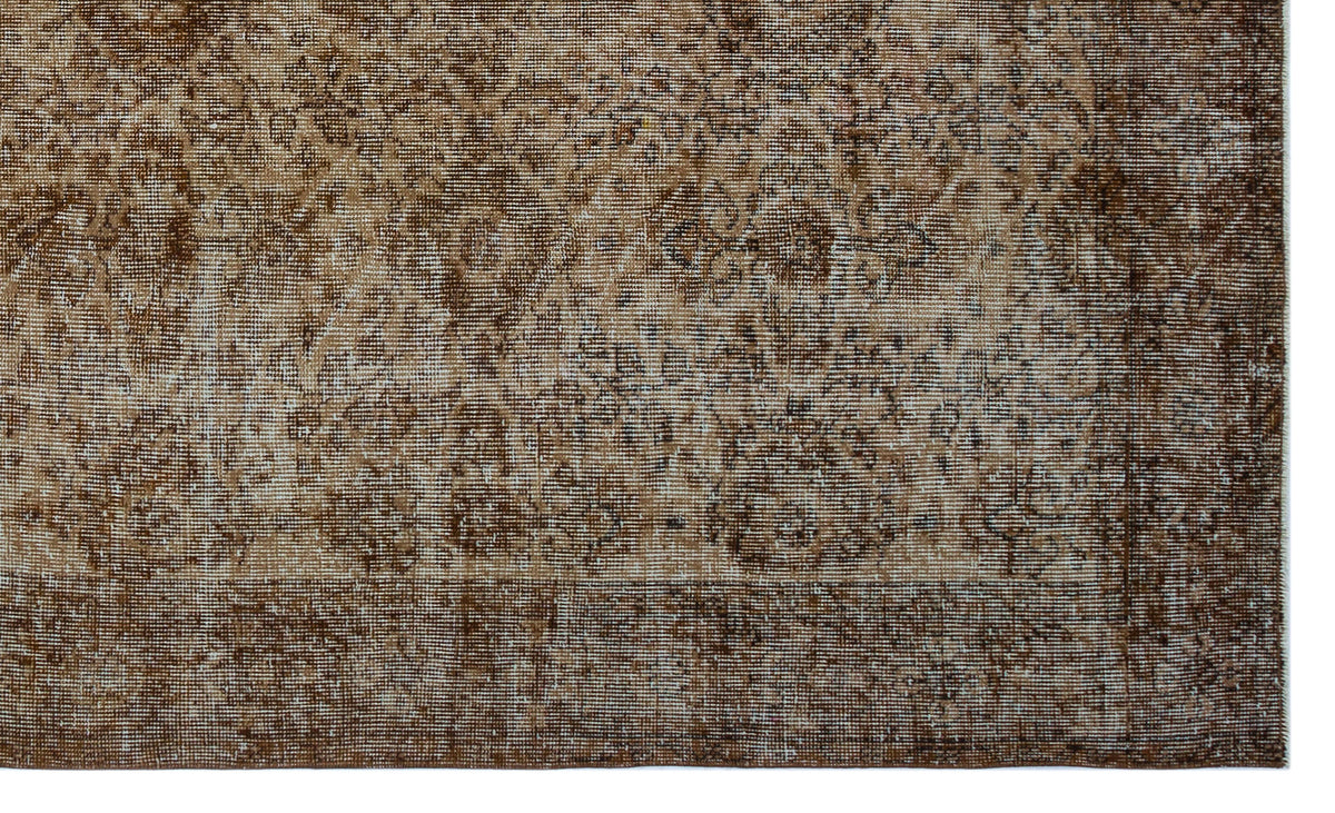 Brown Over Dyed Vintage Rug 5&#39;7&#39;&#39; x 9&#39;3&#39;&#39; ft 170 x 282 cm