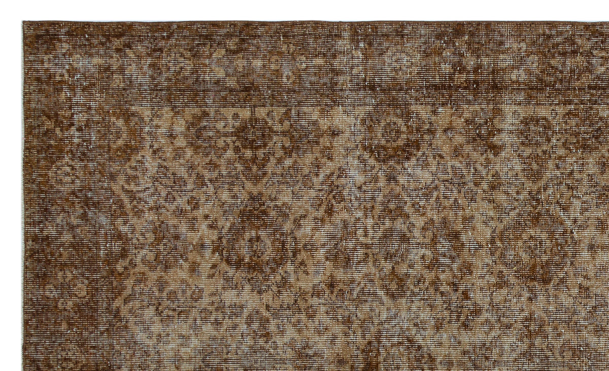 Brown Over Dyed Vintage Rug 5&#39;7&#39;&#39; x 9&#39;3&#39;&#39; ft 170 x 282 cm