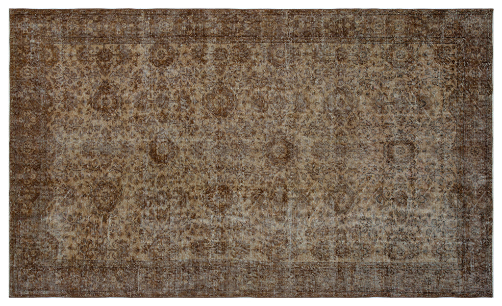 Brown Over Dyed Vintage Rug 5'7'' x 9'3'' ft 170 x 282 cm
