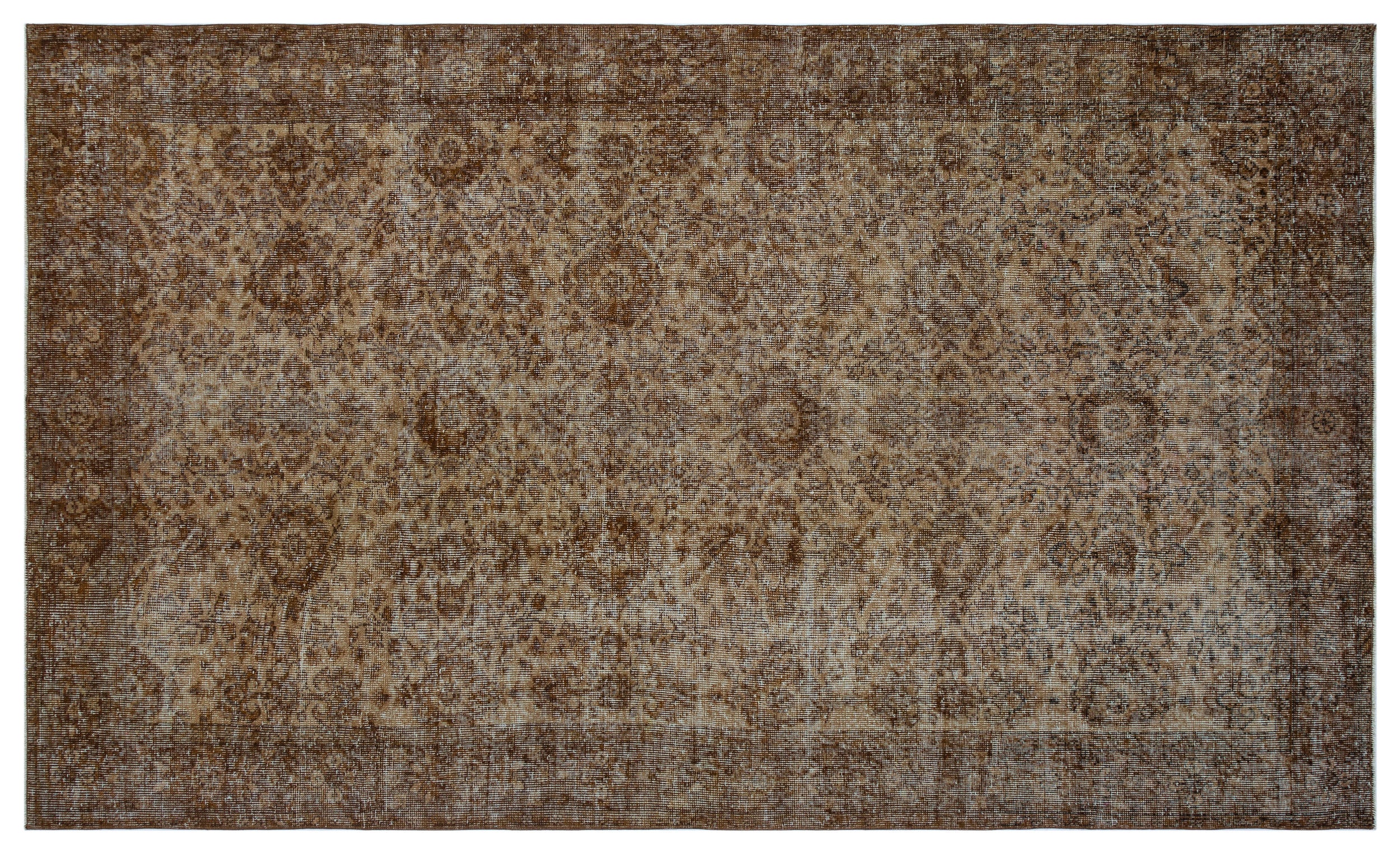 Brown Over Dyed Vintage Rug 5'7'' x 9'3'' ft 170 x 282 cm