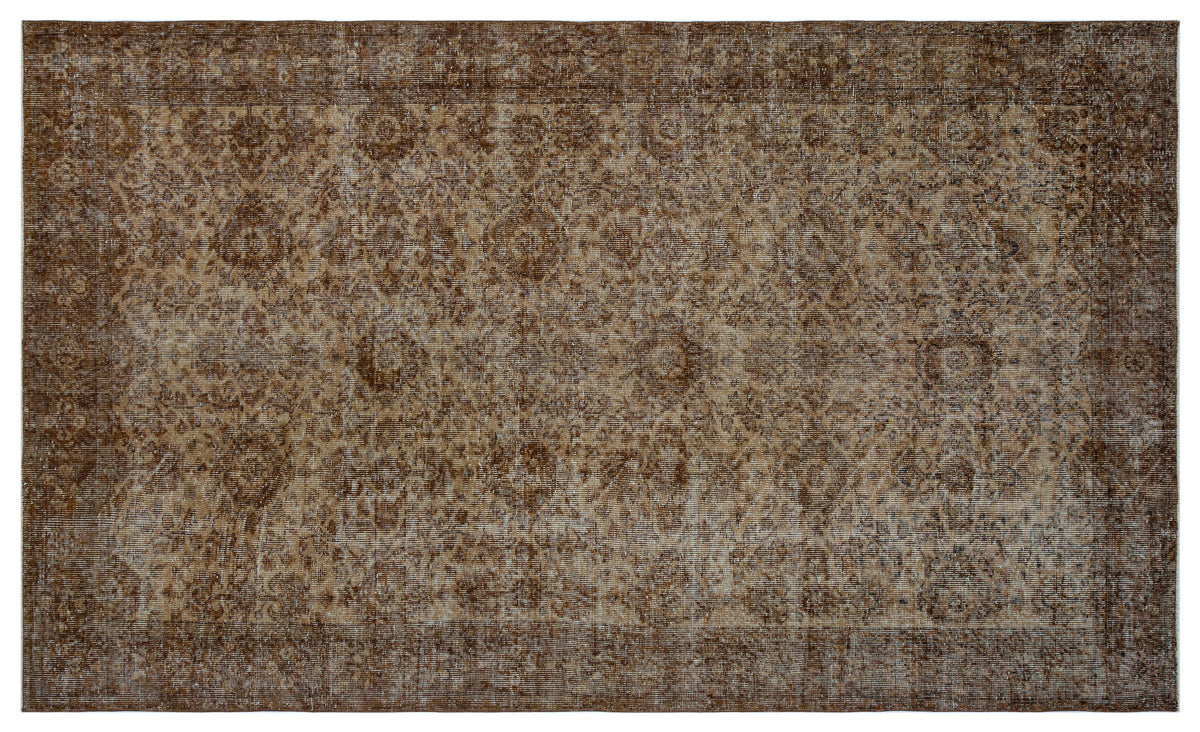 Brown Over Dyed Vintage Rug 5&#39;7&#39;&#39; x 9&#39;3&#39;&#39; ft 170 x 282 cm
