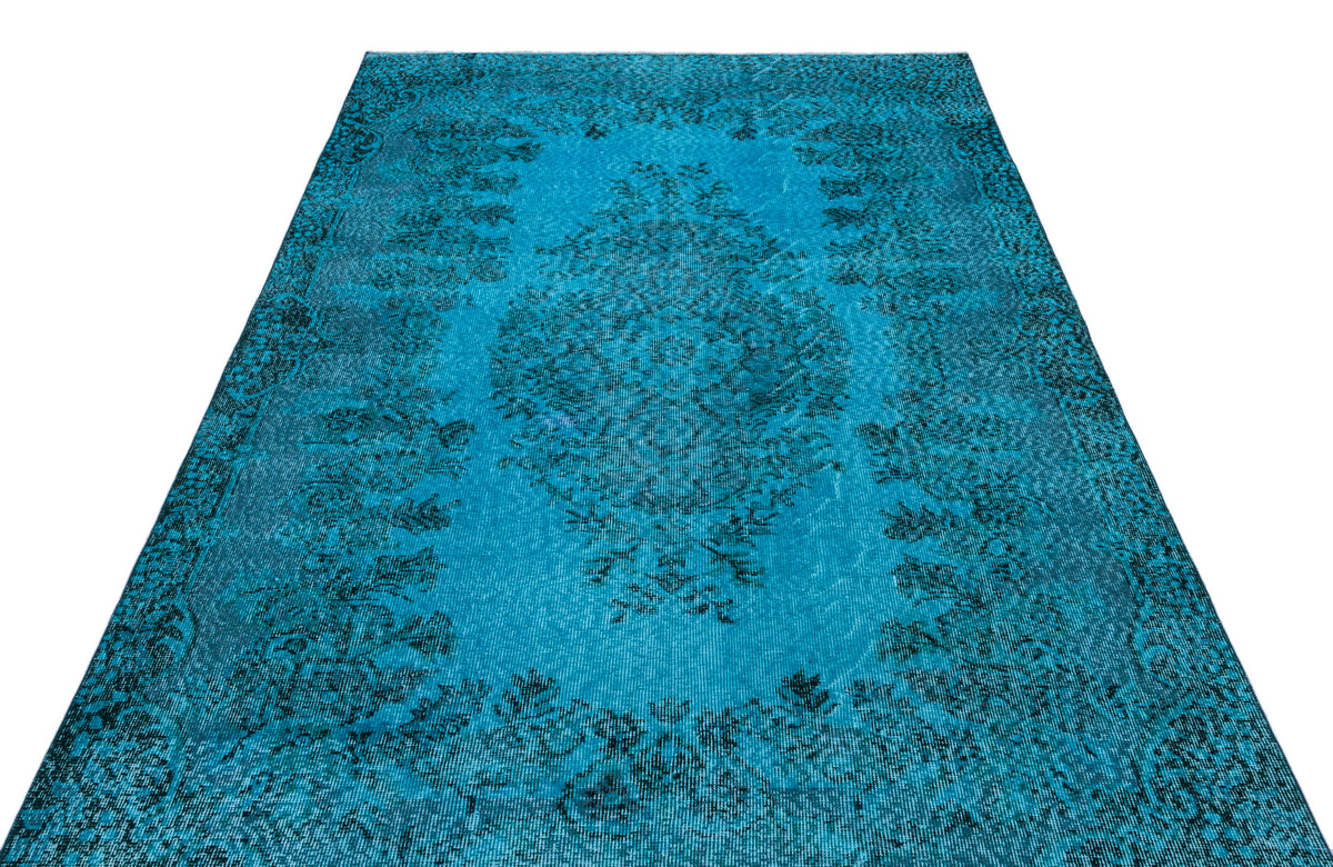 Turquoise  Over Dyed Vintage Rug 5&#39;6&#39;&#39; x 9&#39;1&#39;&#39; ft 167 x 276 cm