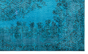 Turquoise  Over Dyed Vintage Rug 5'6'' x 9'1'' ft 167 x 276 cm