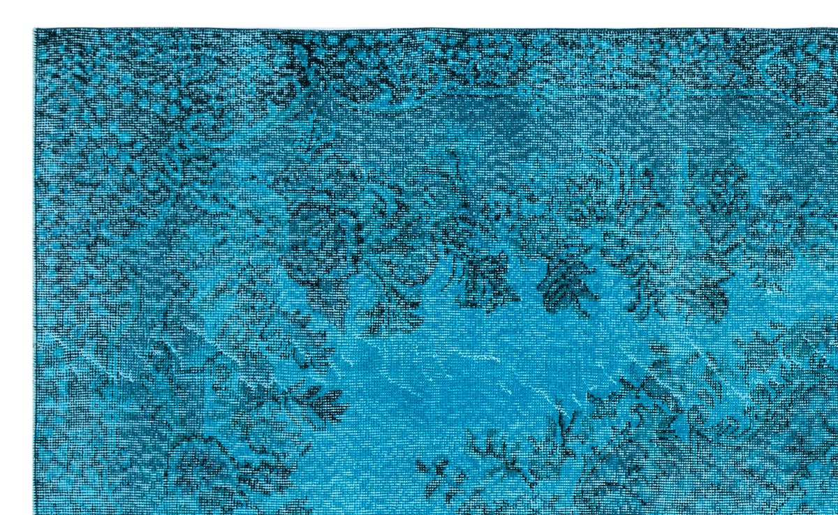 Turquoise  Over Dyed Vintage Rug 5&#39;6&#39;&#39; x 9&#39;1&#39;&#39; ft 167 x 276 cm