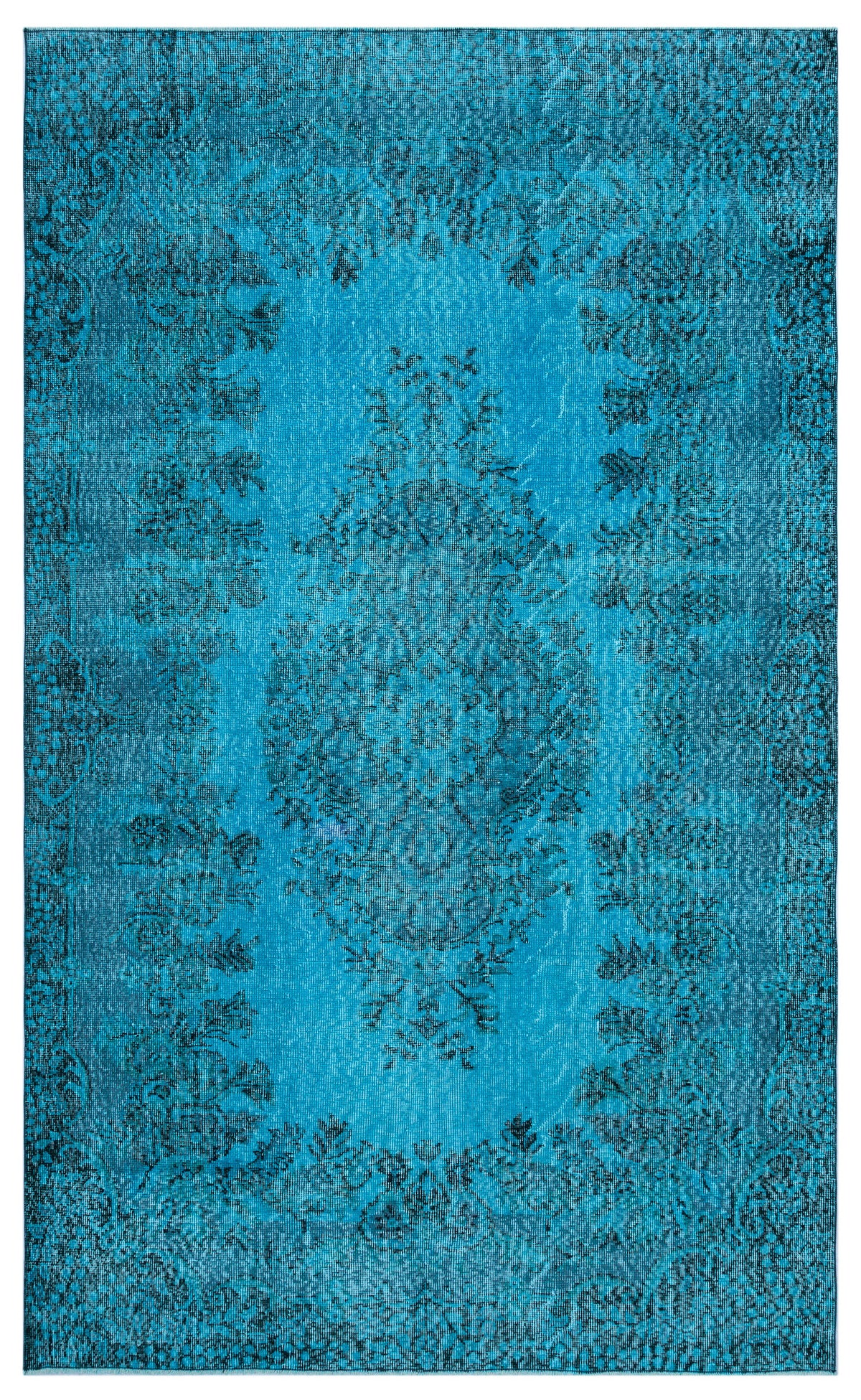 Turquoise  Over Dyed Vintage Rug 5&#39;6&#39;&#39; x 9&#39;1&#39;&#39; ft 167 x 276 cm