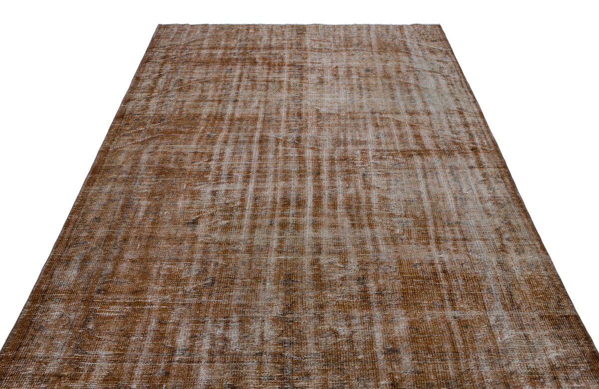 Brown Over Dyed Vintage Rug 5&#39;9&#39;&#39; x 8&#39;8&#39;&#39; ft 175 x 263 cm