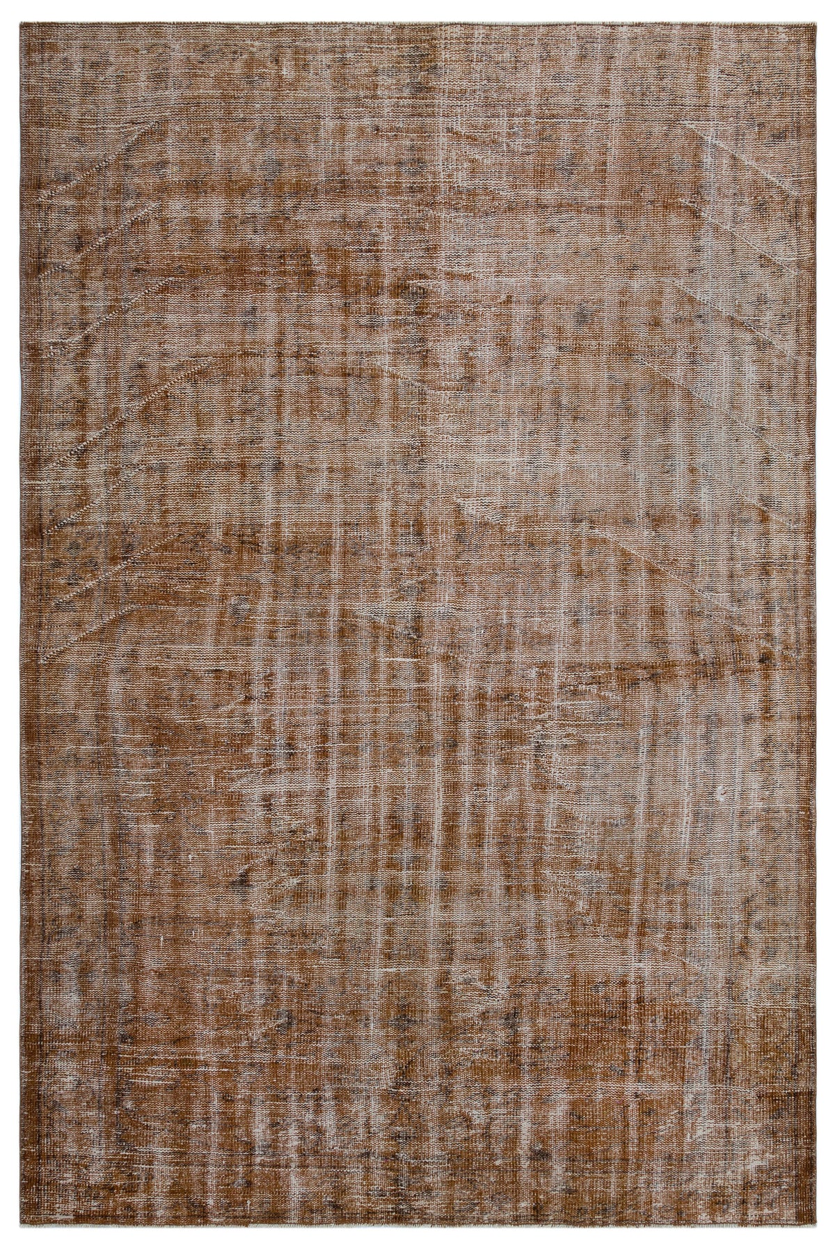 Brown Over Dyed Vintage Rug 5&#39;9&#39;&#39; x 8&#39;8&#39;&#39; ft 175 x 263 cm