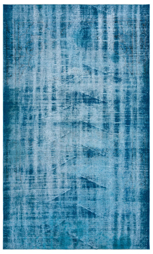 Turquoise  Over Dyed Vintage Rug 5'3'' x 8'9'' ft 161 x 266 cm