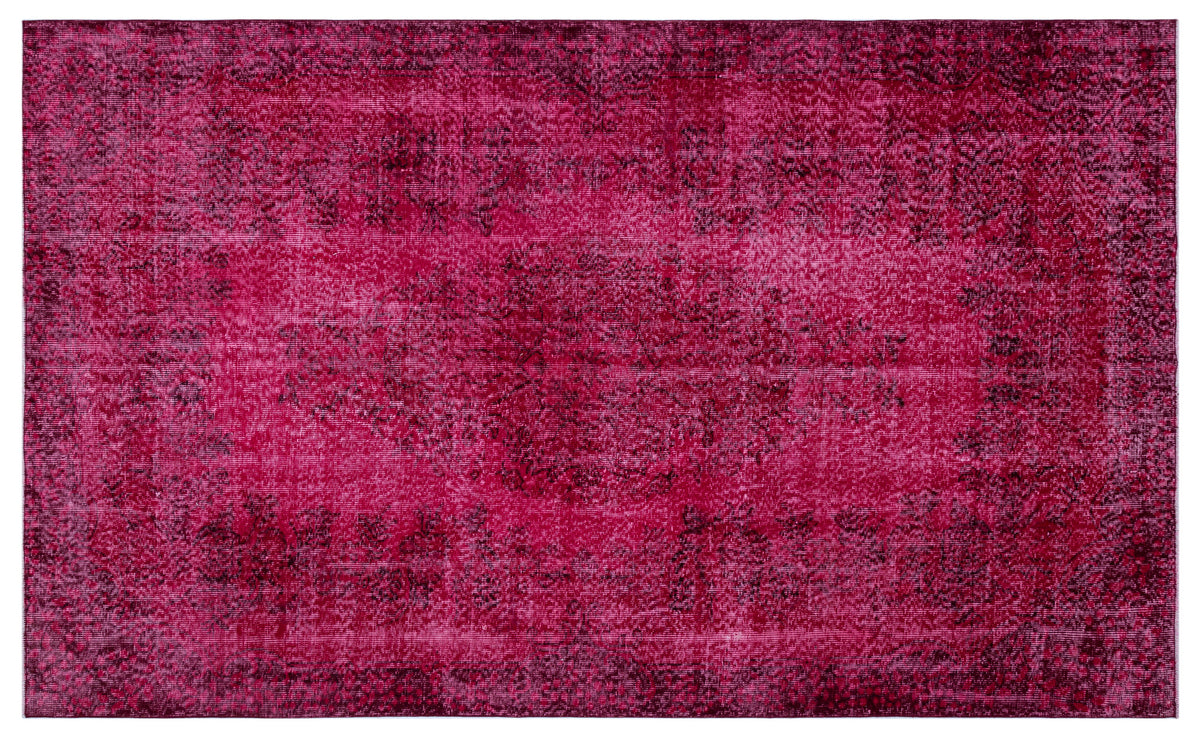 Red Over Dyed Vintage Rug 5&#39;10&#39;&#39; x 9&#39;3&#39;&#39; ft 177 x 281 cm