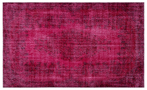 Red Over Dyed Vintage Rug 5'10'' x 9'3'' ft 177 x 281 cm