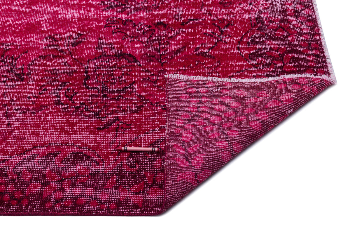 Red Over Dyed Vintage Rug 5&#39;10&#39;&#39; x 9&#39;3&#39;&#39; ft 177 x 281 cm