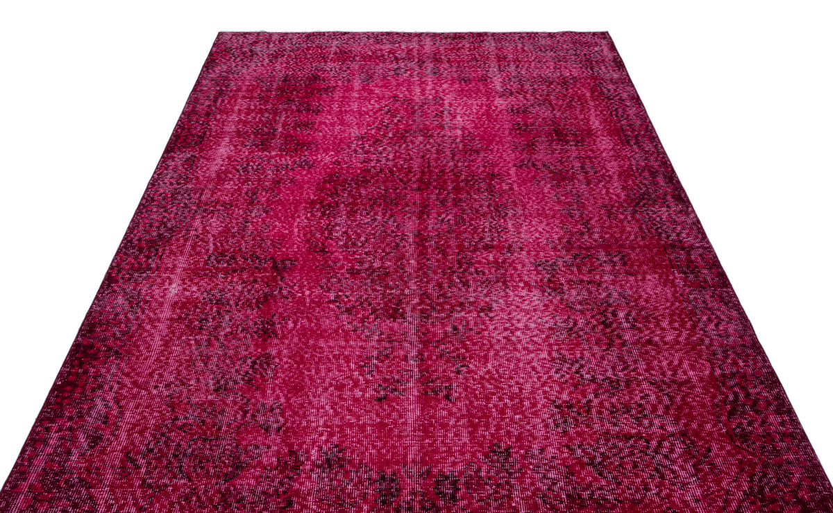 Red Over Dyed Vintage Rug 5&#39;10&#39;&#39; x 9&#39;3&#39;&#39; ft 177 x 281 cm