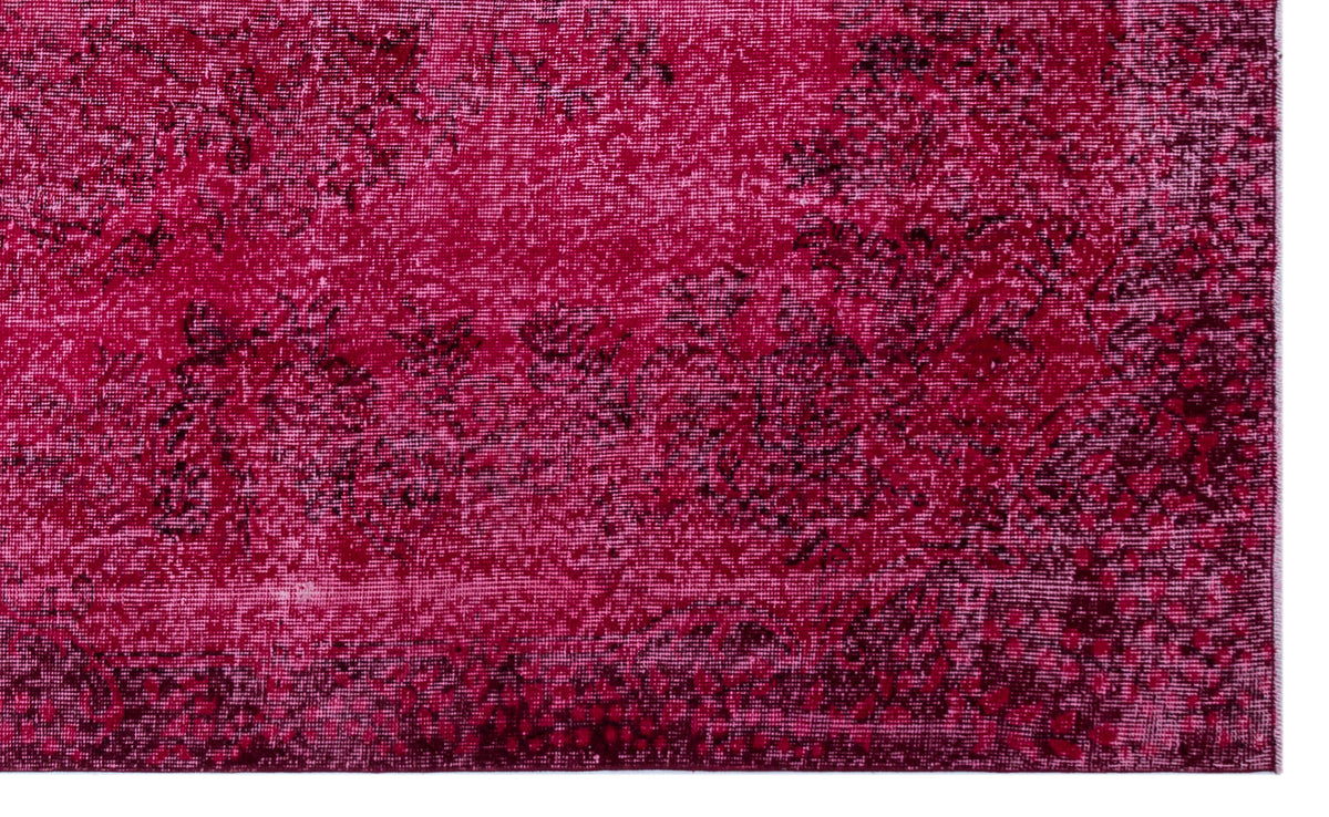 Red Over Dyed Vintage Rug 5&#39;10&#39;&#39; x 9&#39;3&#39;&#39; ft 177 x 281 cm