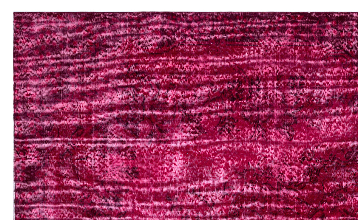 Red Over Dyed Vintage Rug 5&#39;10&#39;&#39; x 9&#39;3&#39;&#39; ft 177 x 281 cm