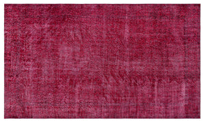 Red Over Dyed Vintage Rug 5'5'' x 9'3'' ft 165 x 281 cm