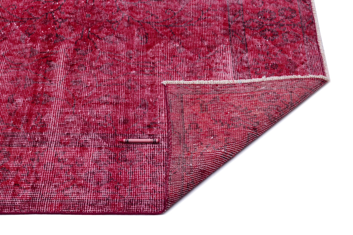Red Over Dyed Vintage Rug 5&#39;5&#39;&#39; x 9&#39;3&#39;&#39; ft 165 x 281 cm