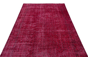 Red Over Dyed Vintage Rug 5'5'' x 9'3'' ft 165 x 281 cm