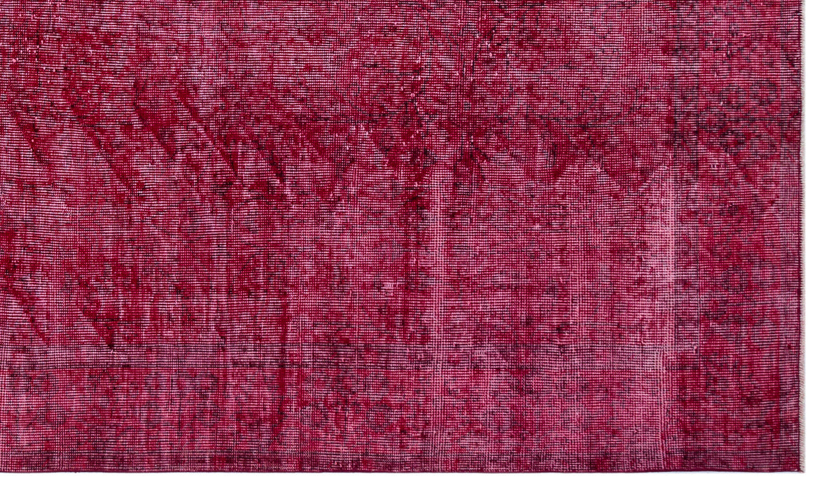 Red Over Dyed Vintage Rug 5&#39;5&#39;&#39; x 9&#39;3&#39;&#39; ft 165 x 281 cm