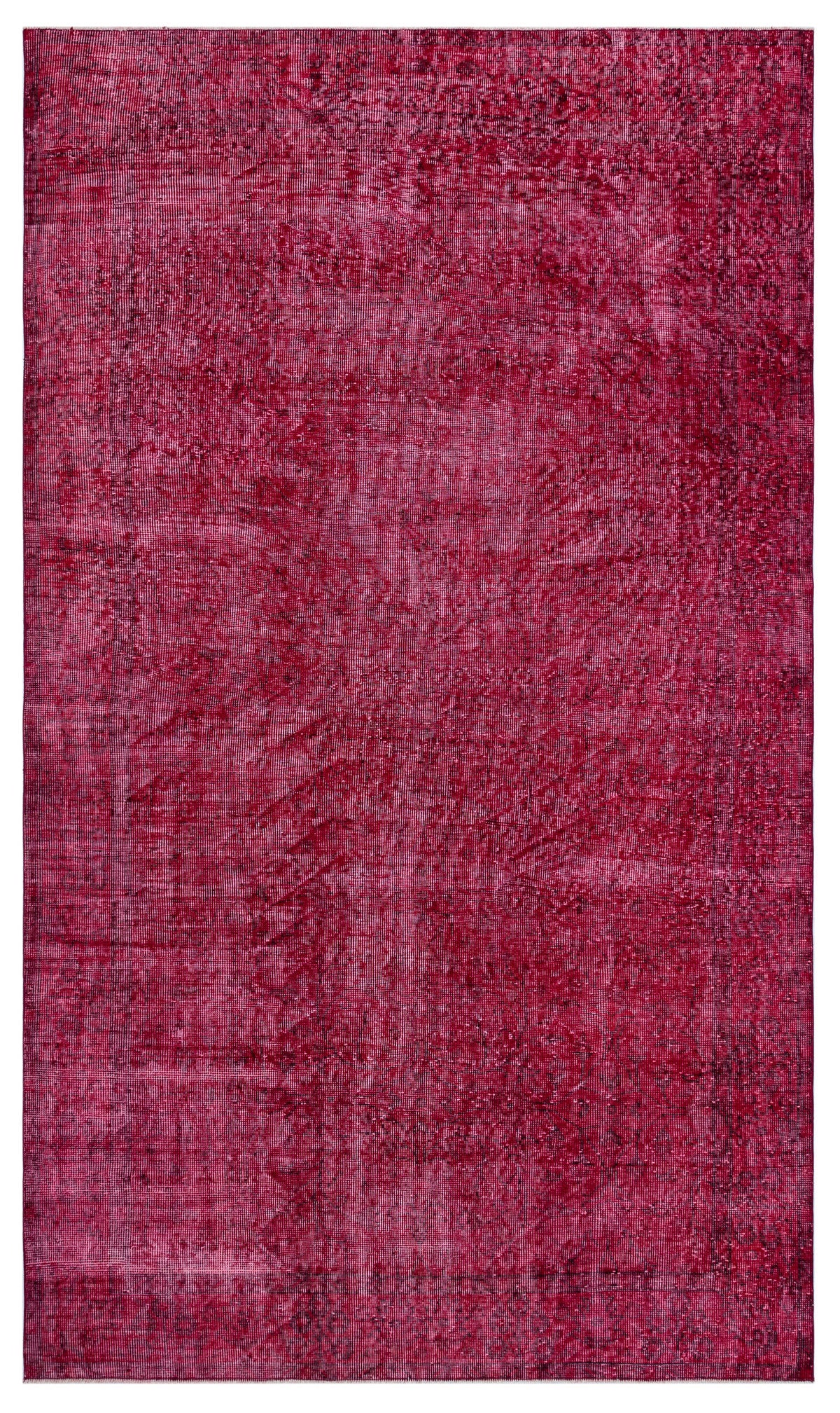 Red Over Dyed Vintage Rug 5&#39;5&#39;&#39; x 9&#39;3&#39;&#39; ft 165 x 281 cm